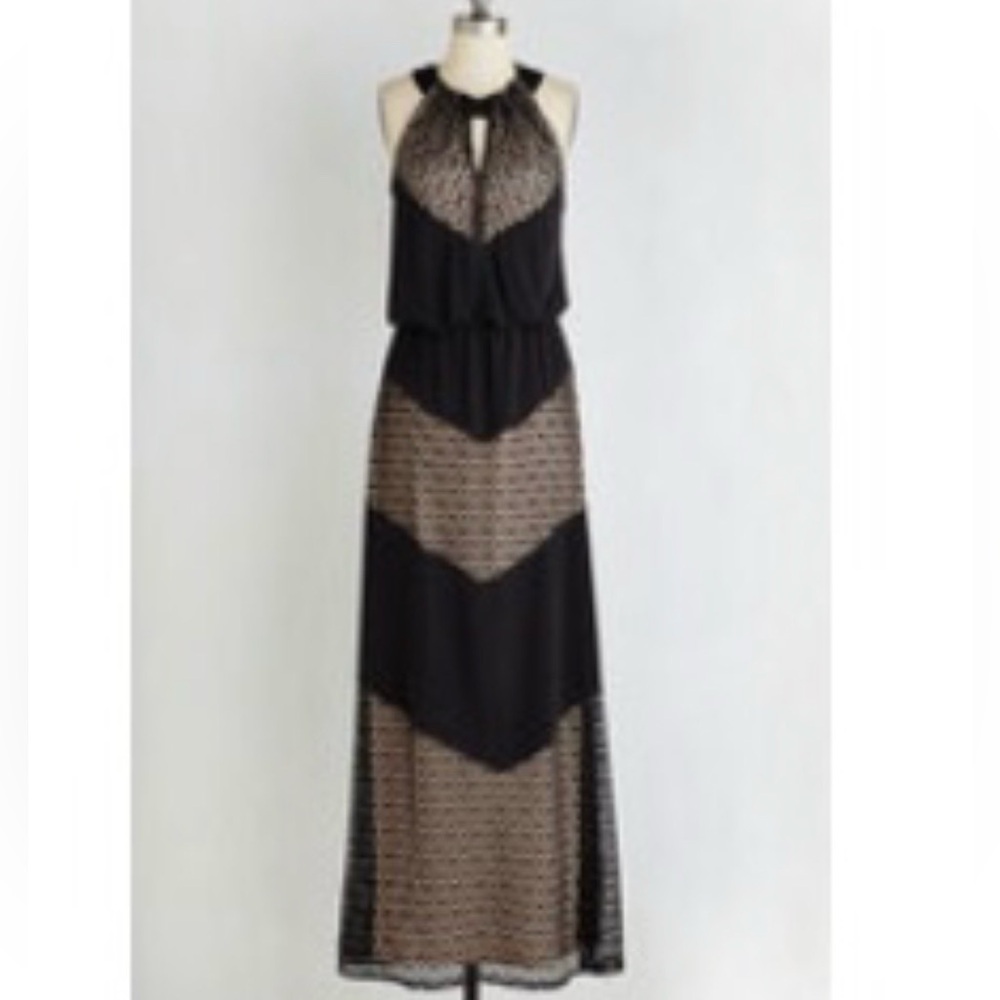 Modcloth Black Maxi - the Rare and Remarkable Dress in Diamonds, Size 6